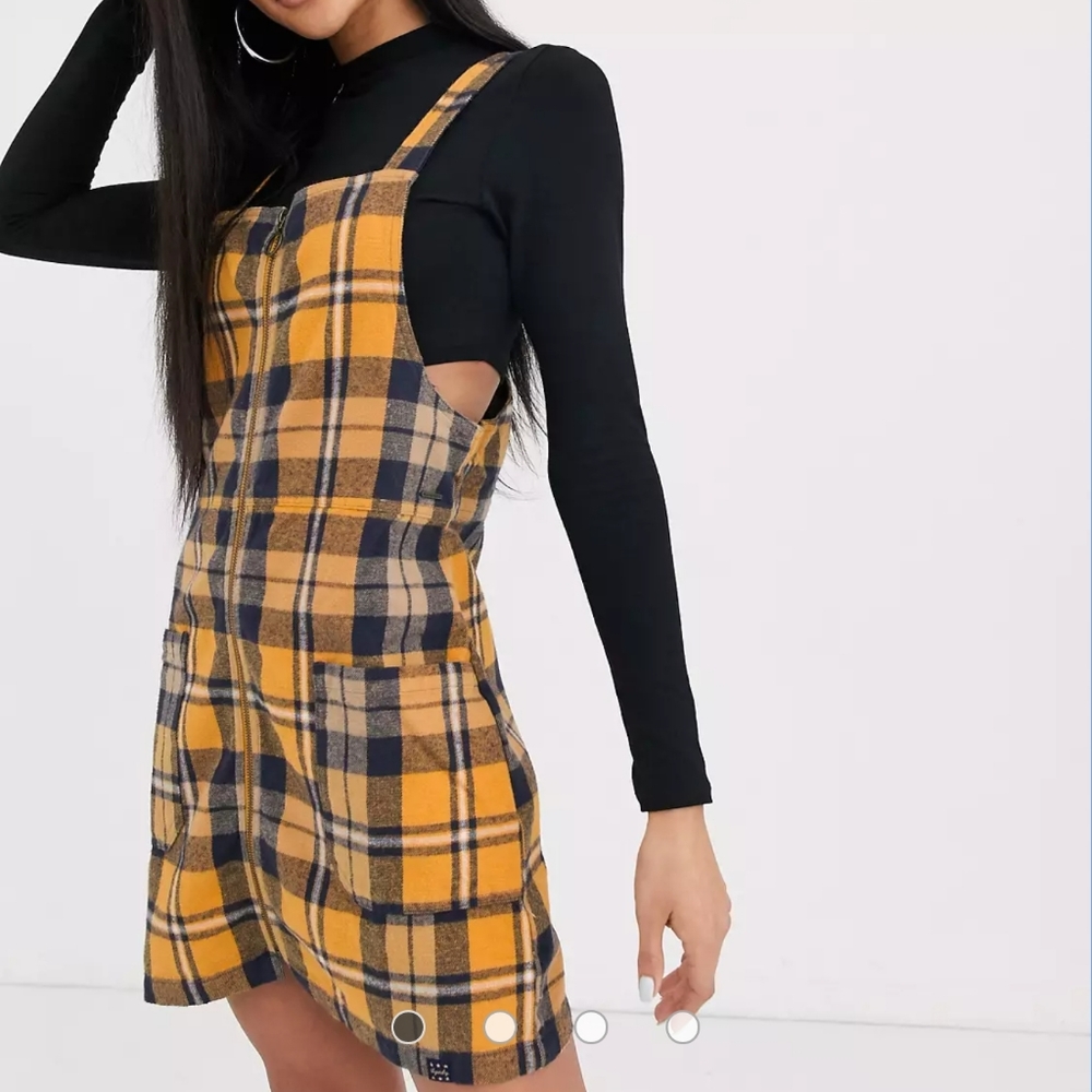 Superdry Yellow and Blue Plaid Mini Dress